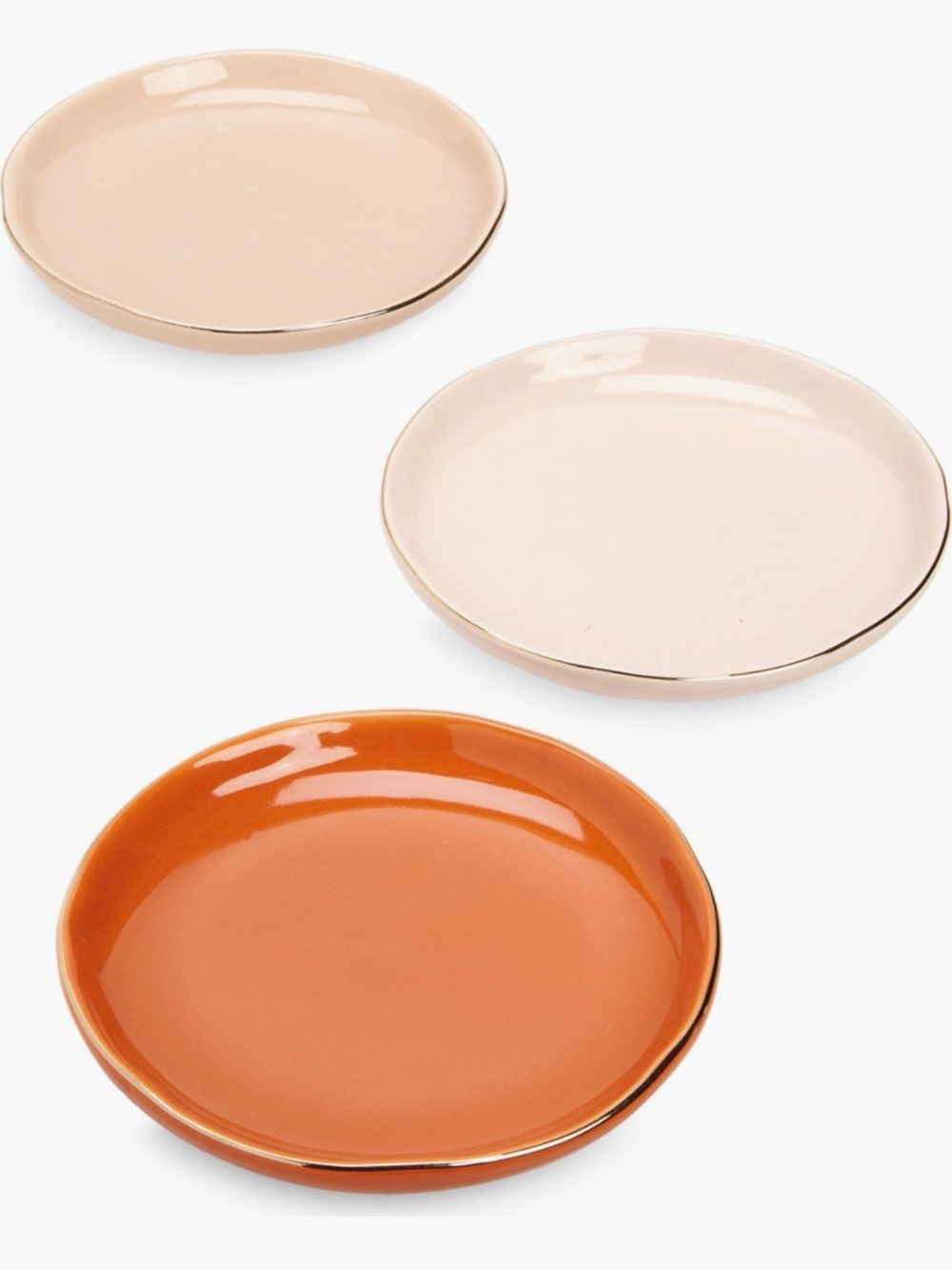 Nordstrom Set Of 3 Ceramic Vanity Trays - Sunset Orange Multi/Copper
